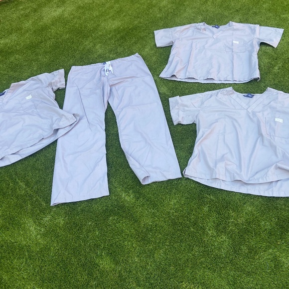 Woman’s Blue Sky Scrubs Pants Size L (1) and Tops (3) Size XL - Picture 1 of 9